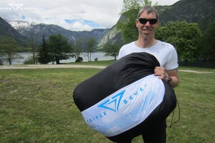Pawn with paramotor risers over Triglav mountain 1
