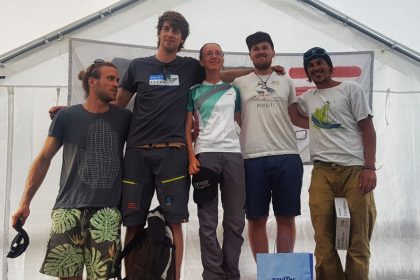 Johannes on the podium with the King paraglider